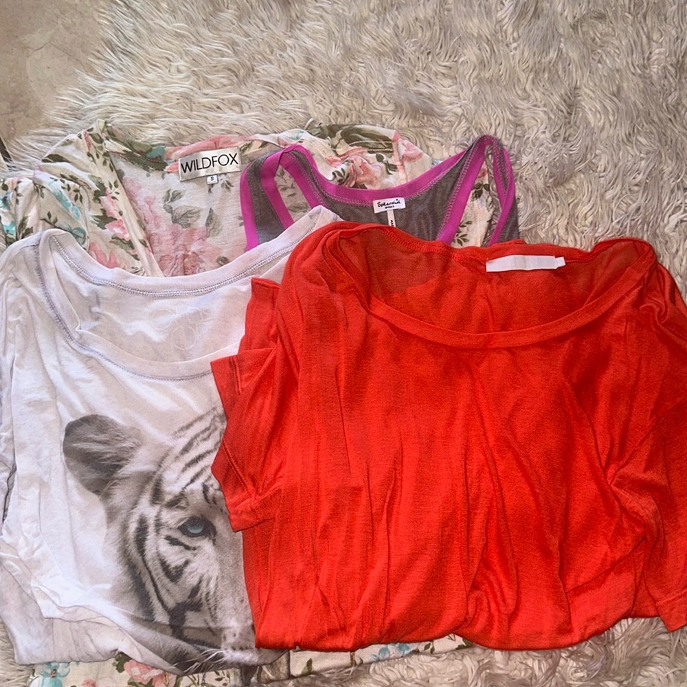 Lot of 4 defined shirts size small Wildfox KAIN LABEL Splendid Chaser LA